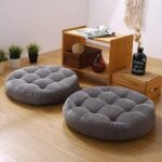 Round Floor Cushions ( Gray Velvet Fabric )