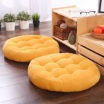 Round Floor Cushions ( Yellow Velvet Fabric )