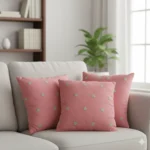 Pink Floral Embroidered Throw Pillow - Image 2