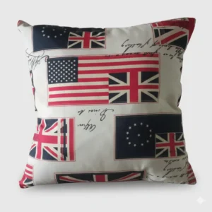 Vintage UK/US Flag Print Pillow