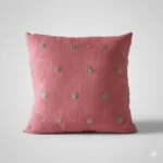Pink Floral Embroidered Throw Pillow