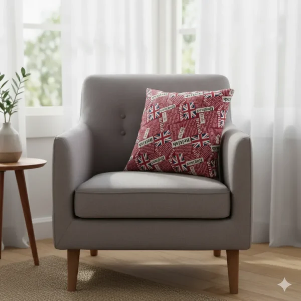 Red and White British Style Text Decorative Cushion