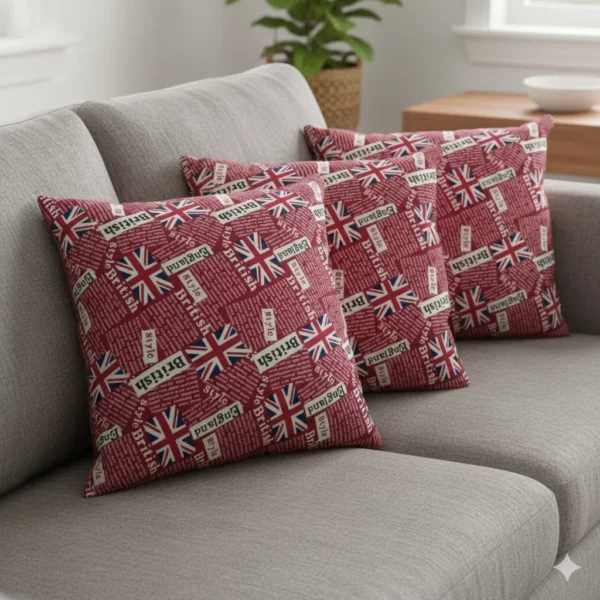 Red and White British Style Text Decorative Cushion - Image 2