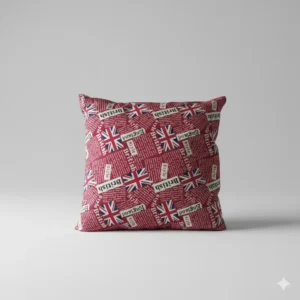Red and White British Style Text Decorative Cushion