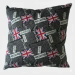 Black and White British Style Text Decorative Cushion