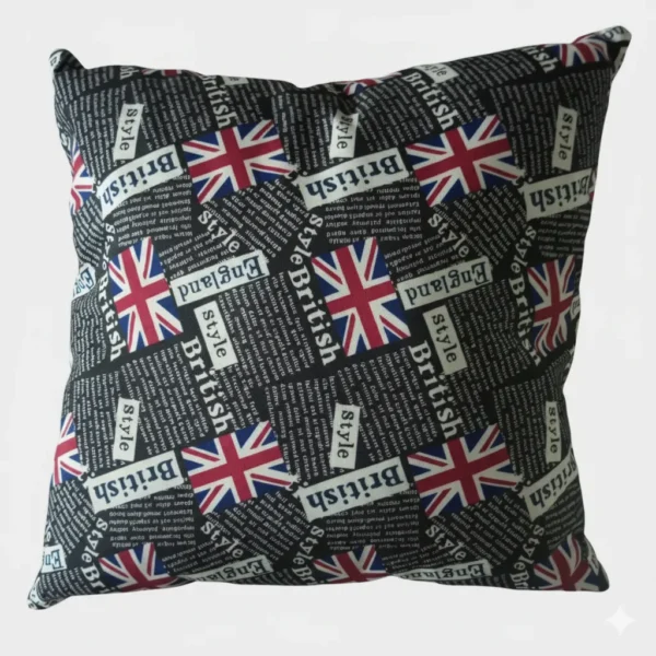 Black and White British Style Text Decorative Cushion