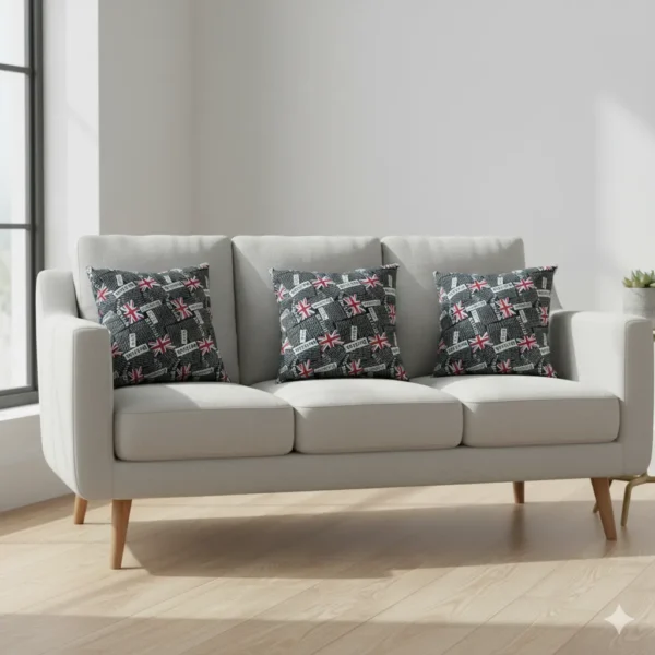 Black and White British Style Text Decorative Cushion