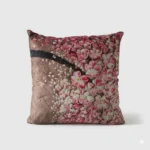 3D Textured Floral Tree Art Throw Pillow