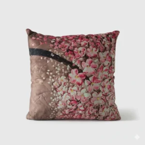 3D Textured Floral Tree Art Throw Pillow