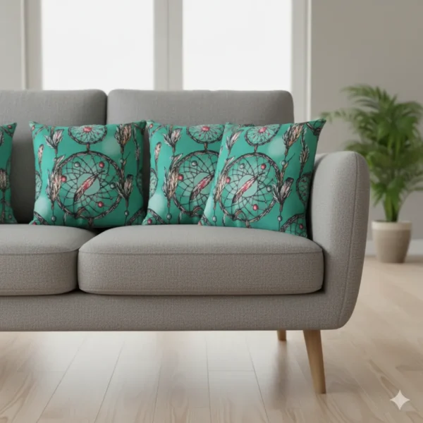 Feathered Dream Catcher Art Decorative Pillow