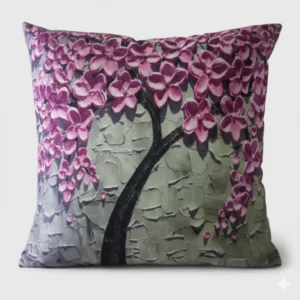 3D Textured Floral Tree Art Throw Pillow