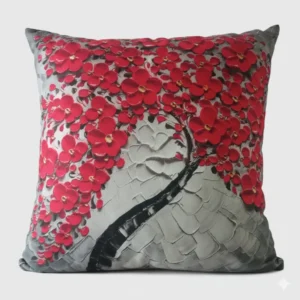 3D Textured Floral Tree Art Throw Pillow