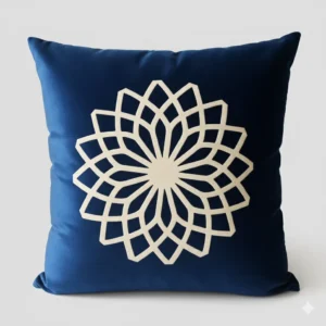 Teal Geometric Velvet Pillow - Blue