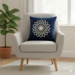 Teal Geometric Velvet Pillow - Blue - Image 2