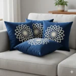 Teal Geometric Velvet Pillow - Blue