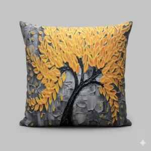 3D Textured Floral Tree Art Throw Pillow