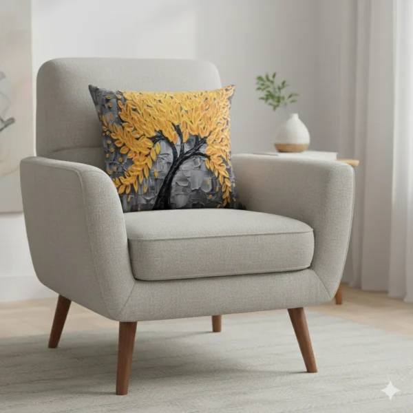 3D Textured Floral Tree Art Throw Pillow - Image 2