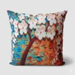 3D Textured Floral Tree Art Throw Pillow