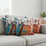 3D Textured Floral Tree Art Throw Pillow - Image 2