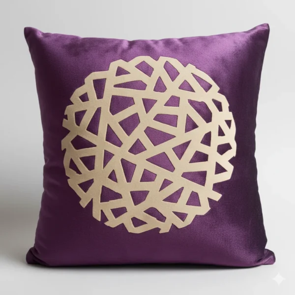 Teal Geometric Velvet Pillow - Purple