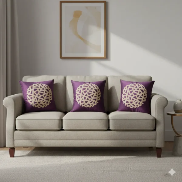 Teal Geometric Velvet Pillow - Purple