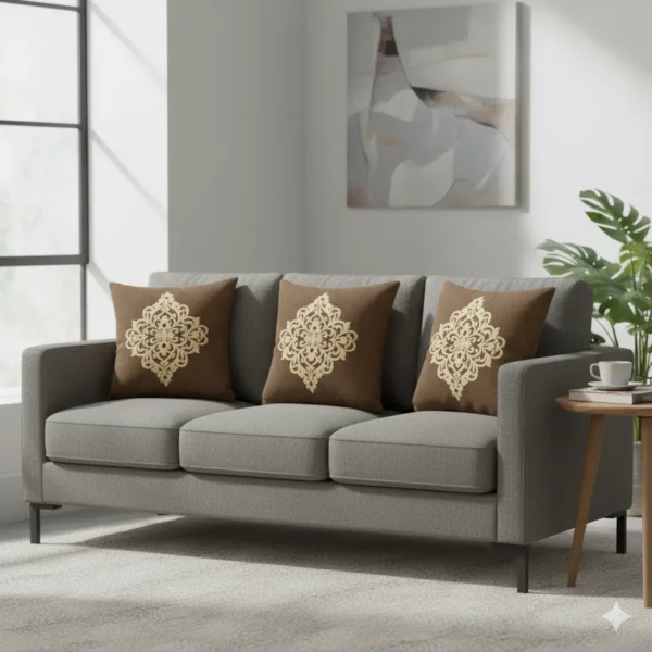 velvet whit motif cushion covers