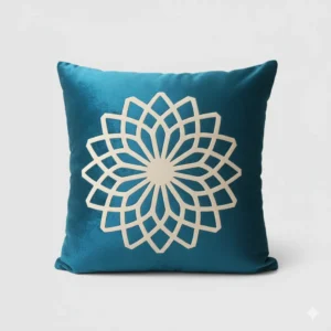 Teal Geometric Velvet Pillow