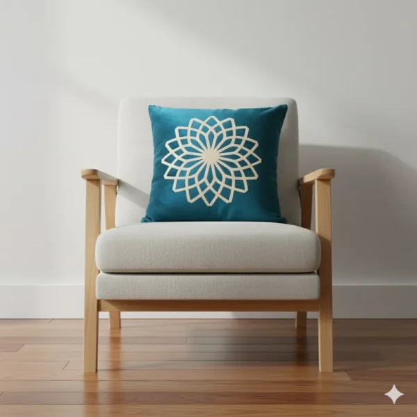 Teal Geometric Velvet Pillow