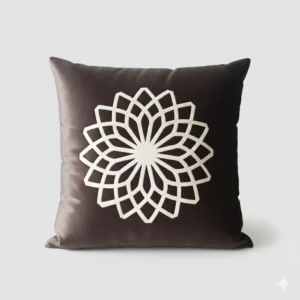 Teal Geometric Velvet Pillow - Brown