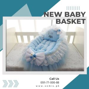 baby basket cot blue and white