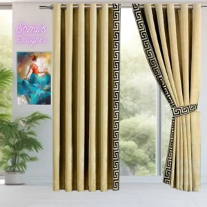 Luxury Velvet Curtains Side versace Border - golden