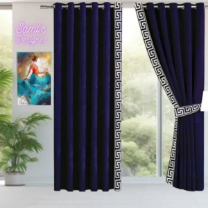 Luxury Velvet Curtains Side versace Border -purple