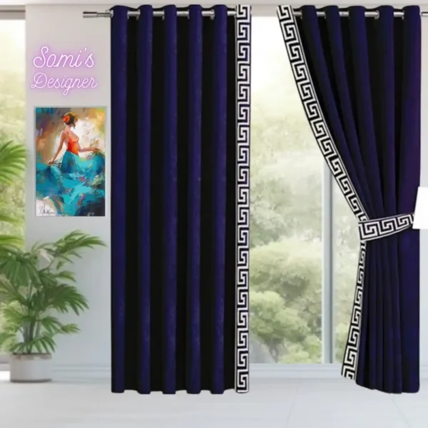 Luxury Velvet Curtains Side versace Border -purple