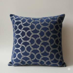 Luxury Jacquard Dark Blue Velvet Cushion Cover – Patterned Design