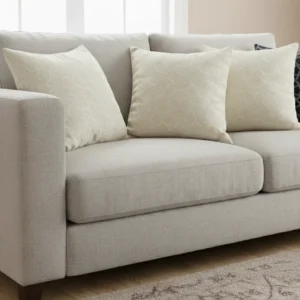 Elegant Beige WhiteVelvet Cushion with Embossed Circular Pattern – Soft Textured Decorative Pillow
