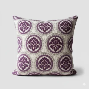 Luxury Jacquard Purple Velvet Cushion Cover – Patterned Design