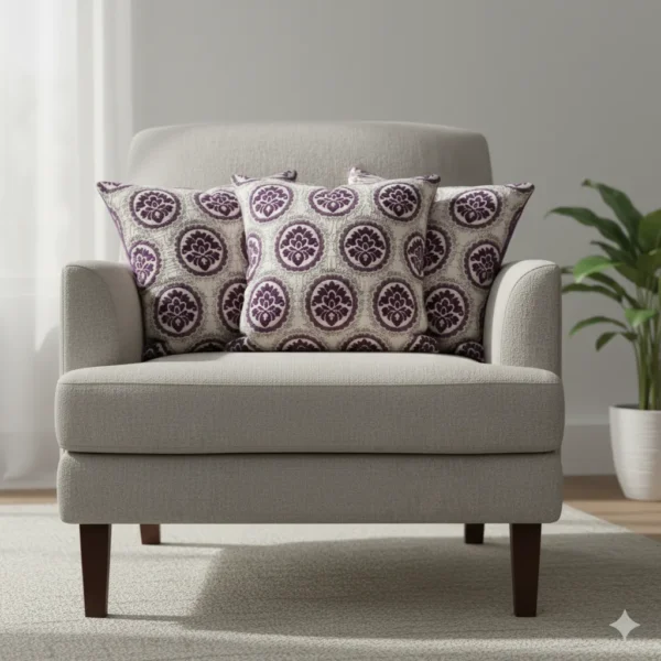 Luxury Jacquard Purple Velvet Cushion Cover – Patterned Design