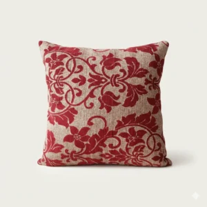 Luxury Jacquard RED Velvet Cushion Cover – Patterned Design