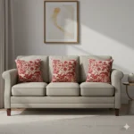 Luxury Jacquard RED Velvet Cushion Cover – Patterned Design - Image 3