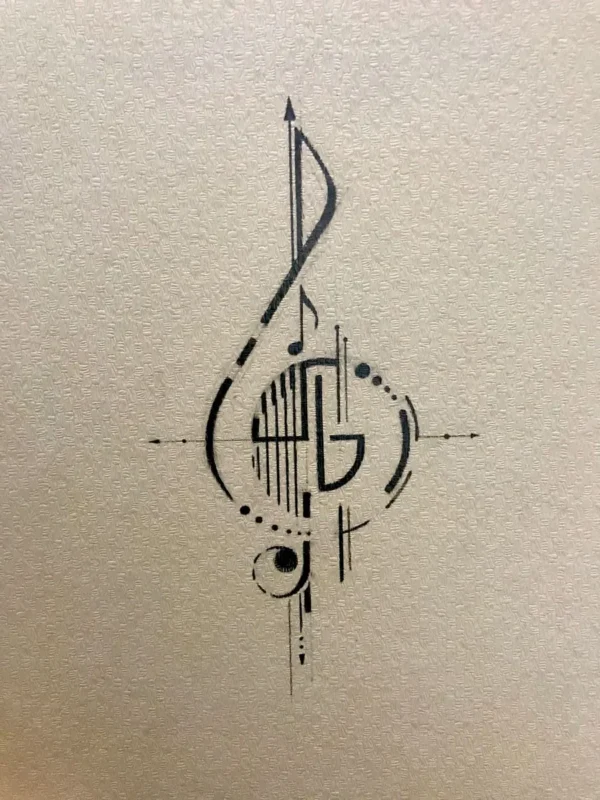 Minimalist Melody – Velvet Textured Musical Wall Art - Image 1