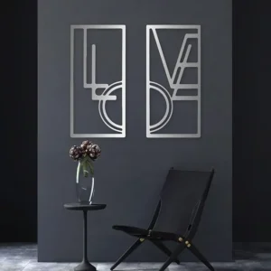 Love Design Line Art Wooden Wall Art, Romantic Silhouettes