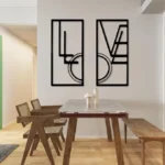 Love Design Line Art Wooden Wall Art, Romantic Silhouettes