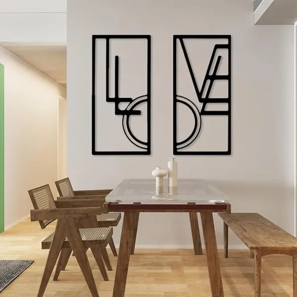 Love Design Line Art Wooden Wall Art, Romantic Silhouettes