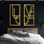 Love Design Line Art Wooden Wall Art, Romantic Silhouettes