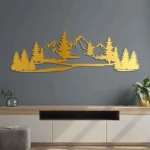 Wooden Mountain Wall Art, Metal Pine Tree Wall Decor, Mountain Decor, Natural Wall Art for Living Room, Bedroom, Bathroom, Kitchen, Outdoor| - Image 7