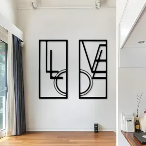 Love Design Line Art Wooden Wall Art, Romantic Silhouettes