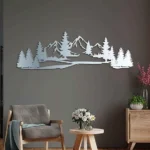 Wooden Mountain Wall Art, Metal Pine Tree Wall Decor, Mountain Decor, Natural Wall Art for Living Room, Bedroom, Bathroom, Kitchen, Outdoor| - Image 6