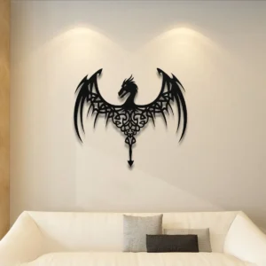 Celtic Dragon Wooden Wall Art, Natural Wood Veneer, Celtic Dragon Wall Decor