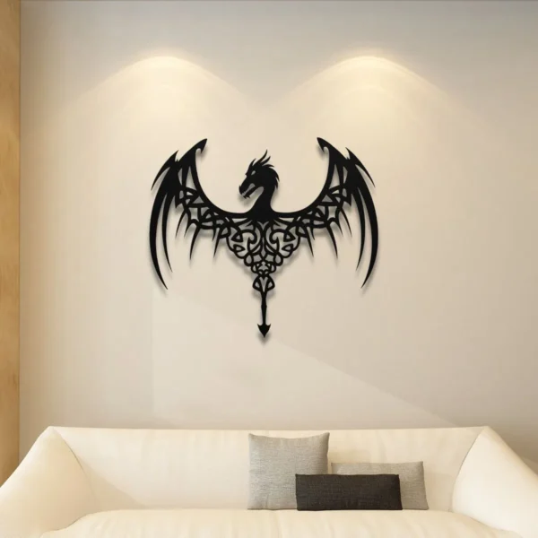 Celtic Dragon Wooden Wall Art, Natural Wood Veneer, Celtic Dragon Wall Decor
