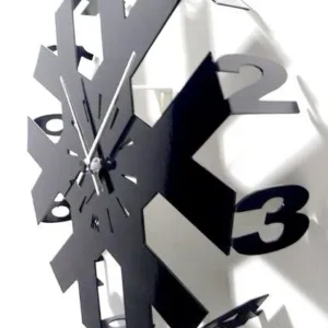 Modern Geometric Shadow Wall Clock – Black Acrylic Design